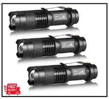 ULTRAFIRE 3 Pack Mini Flashlights Focus Adjustable SK68 Single Mode Tactical LED