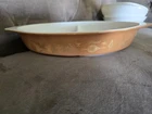 Vintage PYREX EARLY AMERICAN Split Casserole Dish 1 1/2 Quart Brown 22K Gold