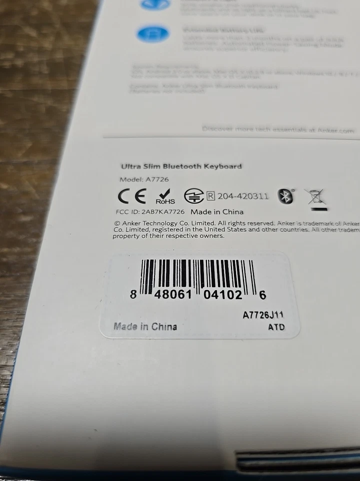 Teclado Anker Ultra Delgado Bluetooth A7726 Negro IOS Android Mac Windows Inalámbrico Foto 3 de 3