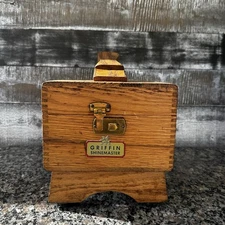 Vintage GRIFFIN SHINEMASTER Dovetailed Wooden Shoe Valet Box With Griffin Brush