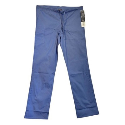 NWT ScrubZone Blue Unisex XS Medical Scrub Draw Waist Pants Utility Pocket