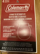 Coleman String Tie #21 4 Lantern Mantles  Sealed New