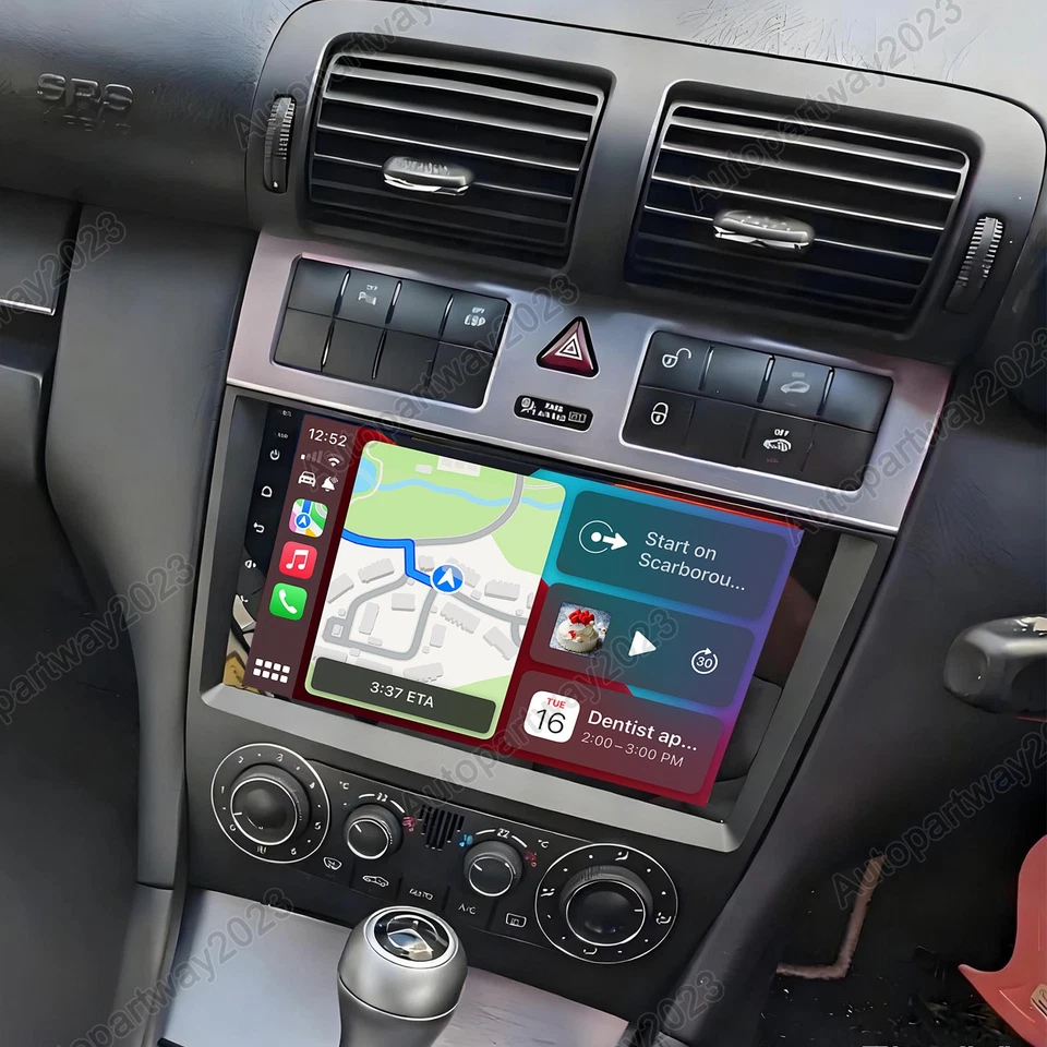 Radio estéreo de coche Android 15 para Mercedes Clase C W203 2003-2009 Carplay BT 4+64G Foto 2 de 4