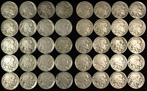 Roll of Forty (40) Buffalo Nickels. Full Date 1935 P. Lot #  9063-202-11