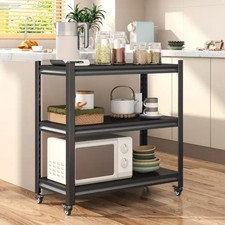 Rolling 3 Tier Storage Shelf Heavy Duty Storage Shelving Unit Metal Storage Rack