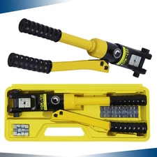 Hydraulic Crimper Set Crimping Tool Wire Battery Cable Lug Terminal 16T 8 Dies