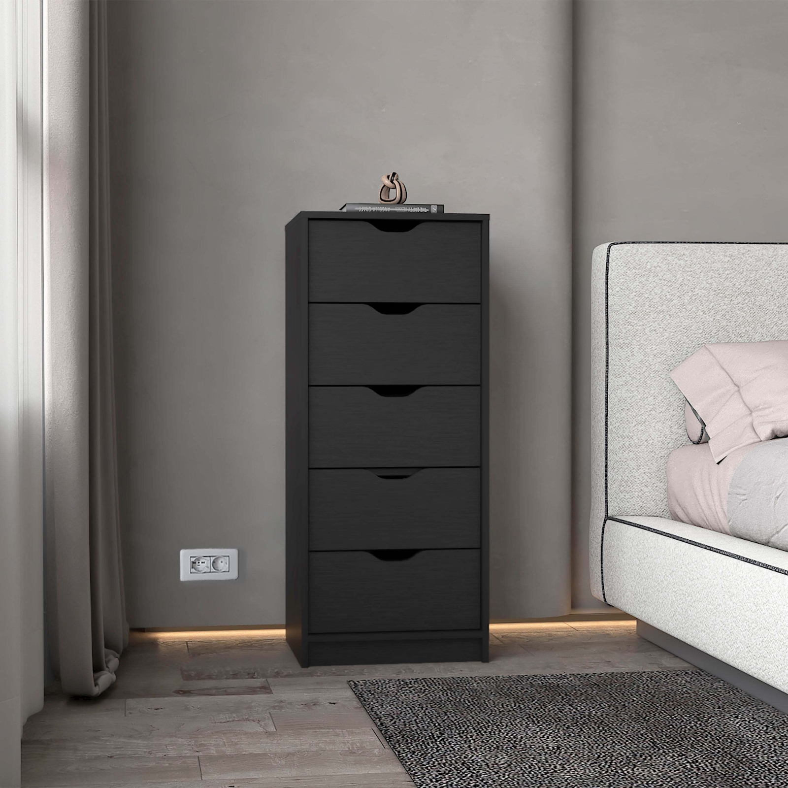 Logan Black 5-Drawer Chest | Modern Dresser