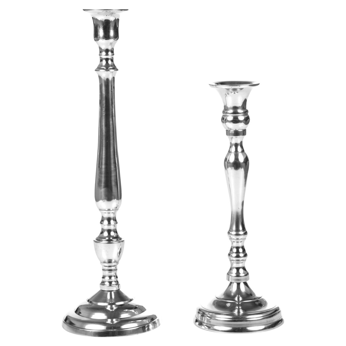 1 or 2 Polished Nickel Traditional Dinner Candlestick Pillar