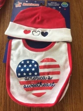 Neat Solutions Cute Americana Baby Hat And Bib Set NWT Ships N 24h