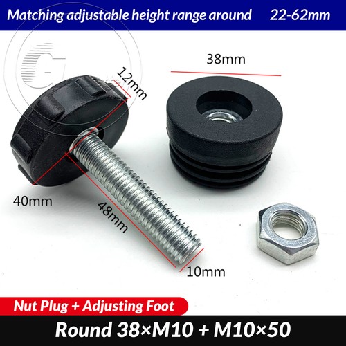 Adjustable Table Feet Screw Height Adjustment Feet Square Tube Insert End Caps - Picture 58 of 63