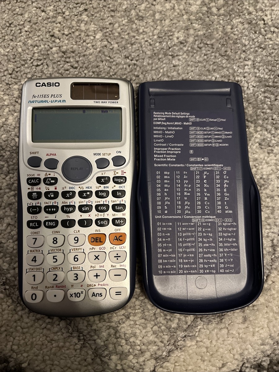 Casio FX-115ES Scientific Calculator Hand Held Two-Way Power w/Case