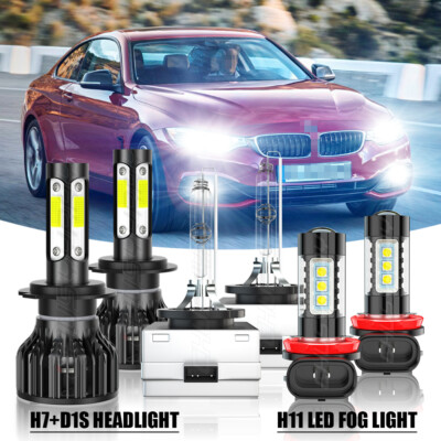 6X H7 D1S LED HID Headlight Hi/Lo Beam+H11 Fog Light For BMW 428i 435i 2014-2016
