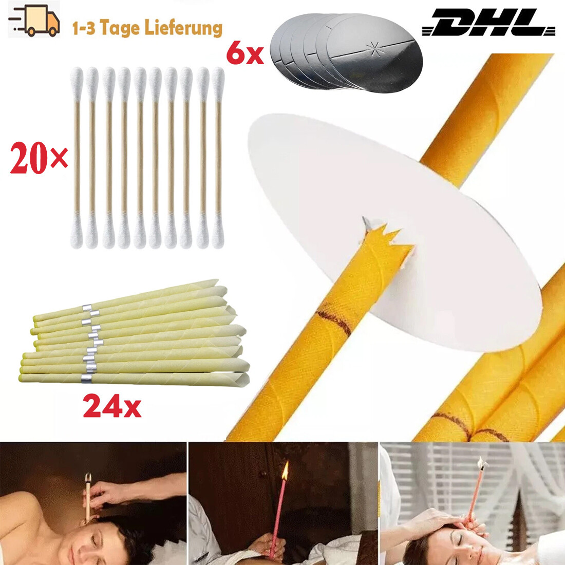 30x Ohrkerzen aus Bienenwachs mit Filter Ohrenkerzen Reinigung Ear Candle Duft