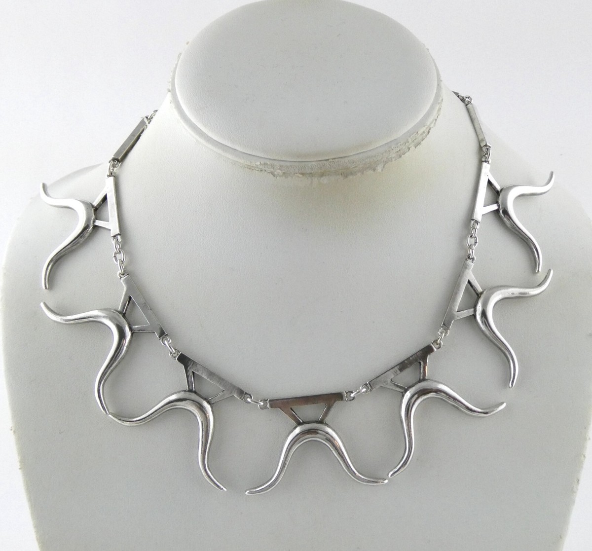 Vintage Anna Halasi Sterling Silver Modernist Collar Necklace 56g