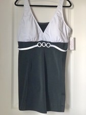 Always For Me Plus Size Black  White V-Neck One Piece Swimdress 24W.