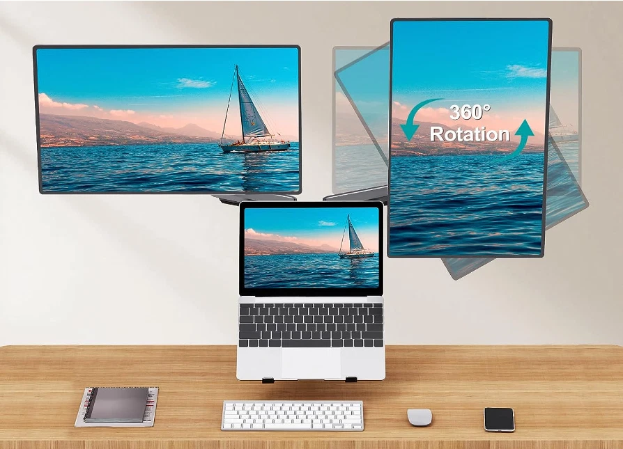 Monitor and Laptop Mount, Gas Spring Dual Monitor Arm fit Max 27inch Flat Curved - Image 4 of 4