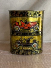 Vintage J.L. Clark 1908 Buick & 1910 Ford Cars Decorative Metal Trash Can