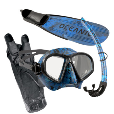 Oceanic Predator Mask, Fins, Snorkel Package Freediving Set