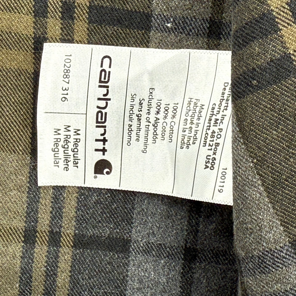 Carhartt Flannel Shirt Vest Sleeveless Plaid Workwear Slim Fit M Trucker Gray - Image 3 of 4