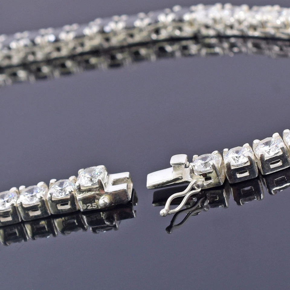 Collar de diamantes naturales en blanco y negro certificado de 5 mm plata 925 maciza de 18 pulgadas Foto 2 de 4