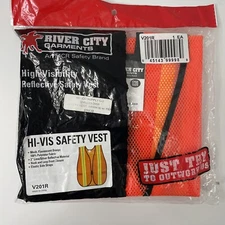 River City Garments V201R Hi-Vis Vest Orange w/Lime Reflective One SZ New!