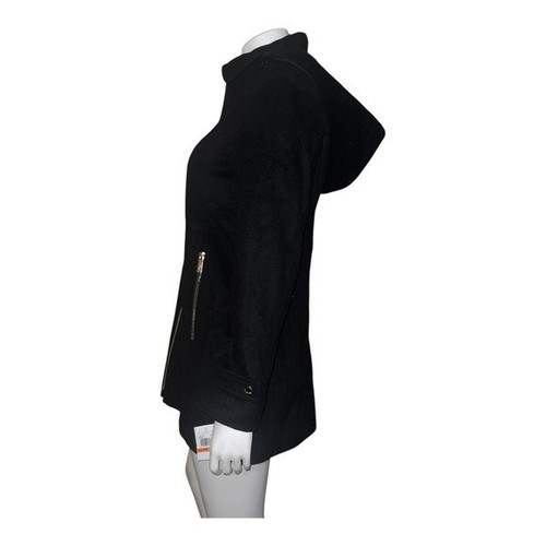 Cappotto da passeggio MICHAEL Michael Kors Petite nero con zip davanti piccolo PS NUOVO CON ETICHETTE - Foto 5 di 9