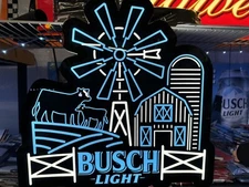 🌾 Busch Light Windmill Farm LED Sign 19.5"x19.5" - Relax and Enjoy the Glow 🍺