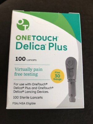 One Touch Delica Plus 100 Lancets, 30 Fine gauge - Expiration date 03/31/29 New