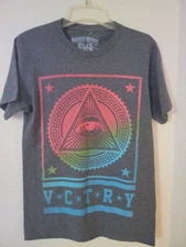 Eighty-Eight VCTRY Rainbow Illuminati Pyramid Gray Short Sleeve T-Shirt - Small