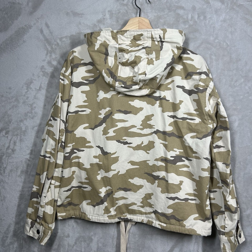 Forever 21 Jacket Womens SIZE Small Desert Camo Hooded Snap Button Down