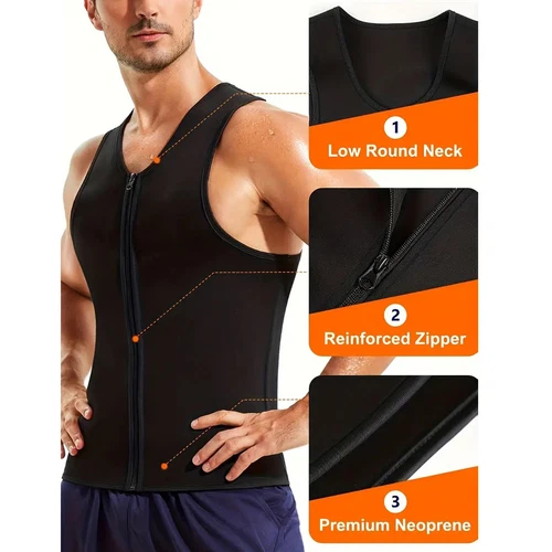 Men Neoprene Sauna Sweat Vest Body Shaper Waist Trainer Fat Burner Thermo Corset - Picture 6 of 24
