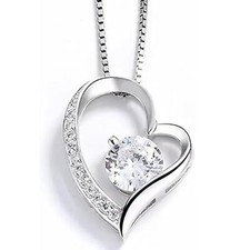 925 Sterling Silver Heart Necklace for Women - Elegant Heart Pendant, Dainty ...