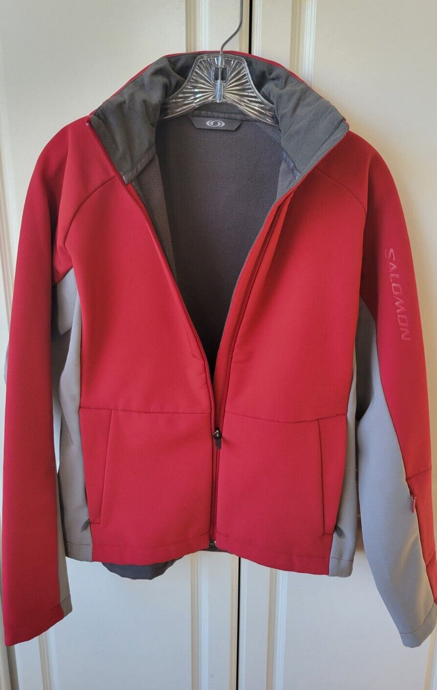 Giacca donna Salomon invernale impermeabile foderata in pile rosso grigio taglia media