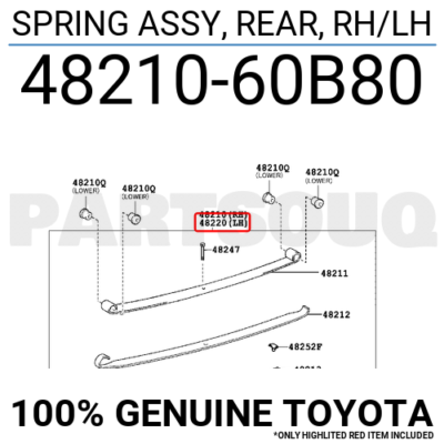 4821060B80 Genuine Toyota SPRING ASSY, REAR, RH/LH 48210-60B80 | eBay