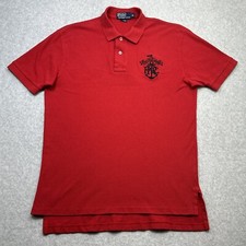 Ralph Lauren Polo Shirt Men Medium Red Anchor Nautical Marine Yacht Sail Logo