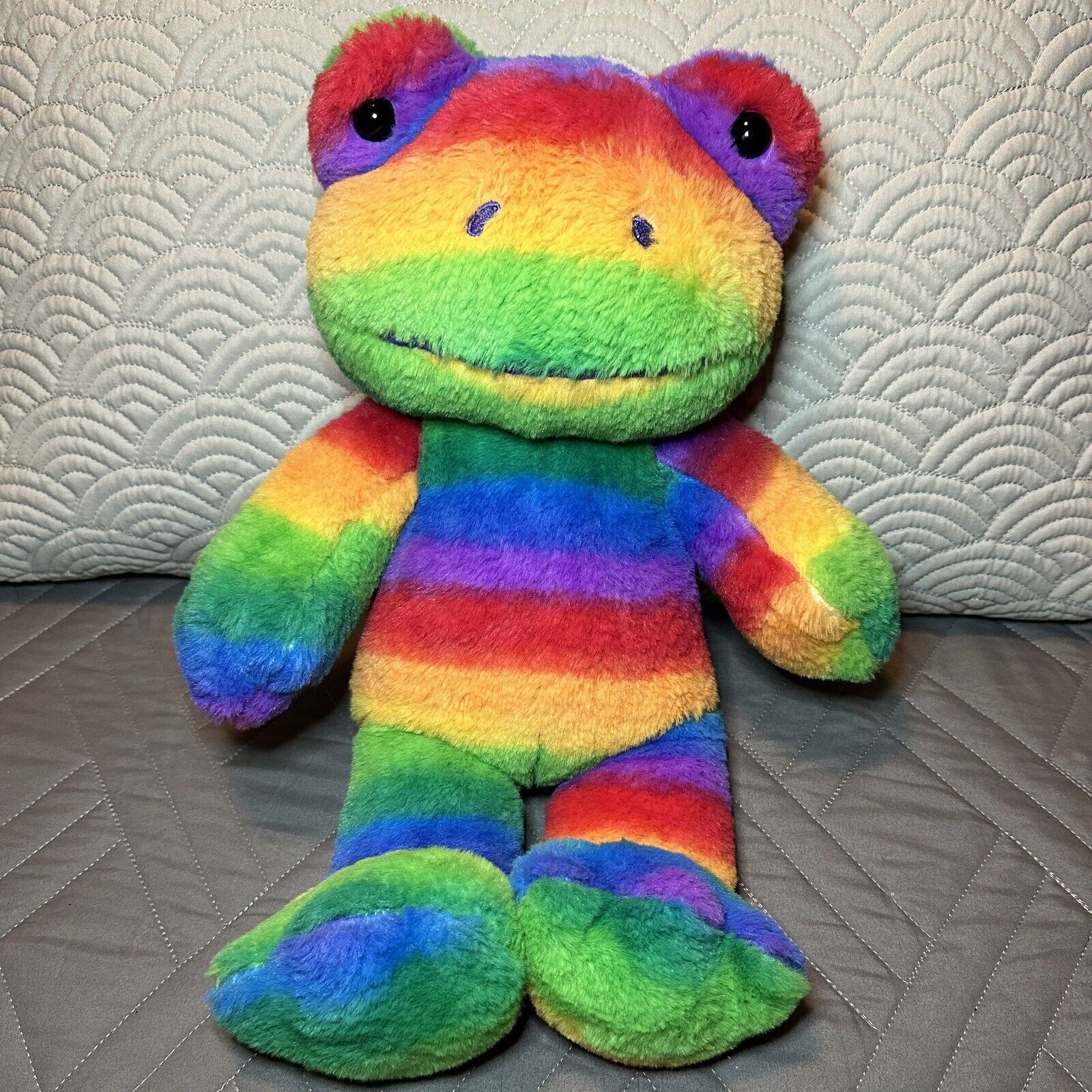 Build A Bear BAB Rare Rainbow Pride Frog 18” Plush With Scent Retired Full Size