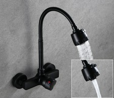 Bronze Black Kitchen Faucet Wall Mounted Mixer Tap 360 Degree Rotation Brass