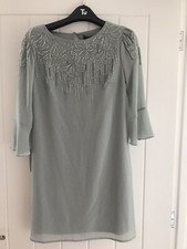 Ladies Lipsy Mint Green Shift Dress Hand Beaded Design Size 8 New With Tags