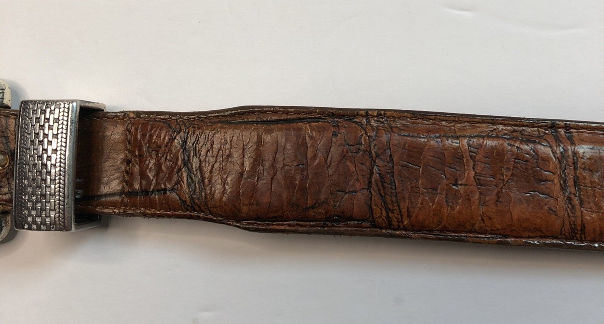 Onyx by Brighton Brown Croc Embossed Leather Western Belt Silver Hardware 36 Brighton Onyx Men main image 3