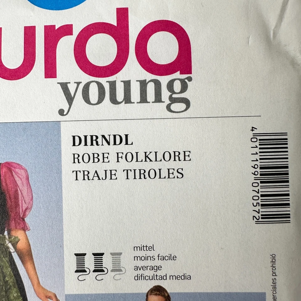 Burda 7057 Dirndl Dress Blouse German Austrian Oktoberfest Costume Pattern 6-20 - Image 3 of 4