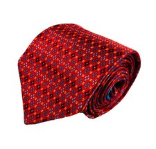 Ermenegildo Zegna Red Blue Patterned Pure Silk Mens Tie 3.5 " Width Mint
