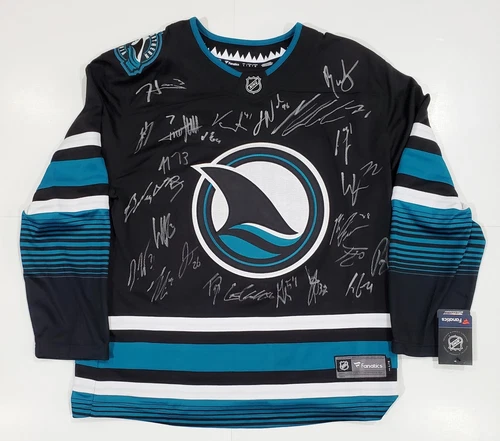 SAN JOSE SHARKS TEAM SIGNED 2024-25 THIRD NHL HOCKEY JERSEY W/LOA CELEBRINI
