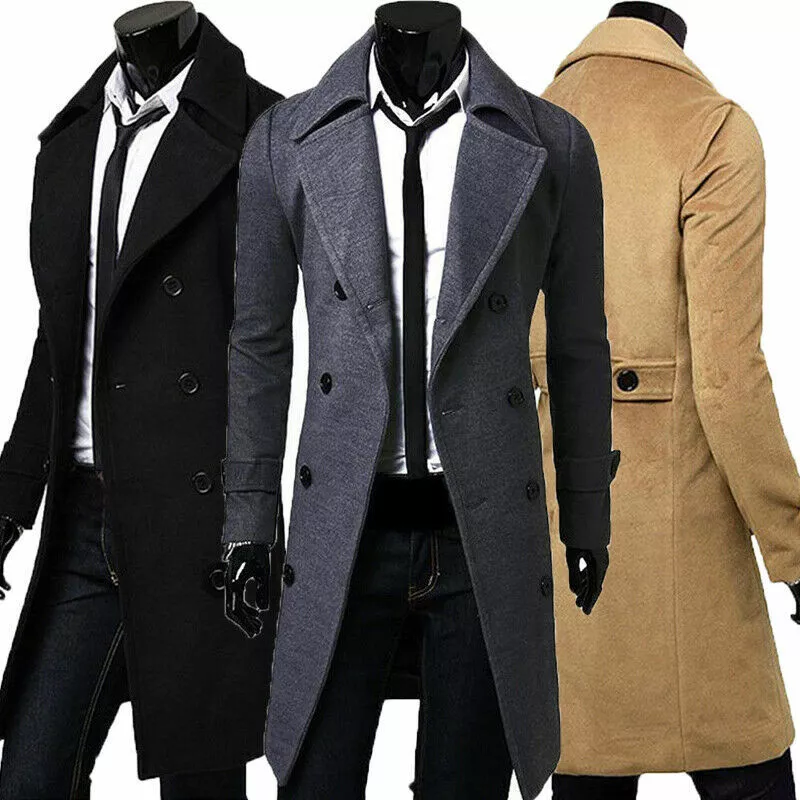 Chaqueta abrigada invierno para hombre gabardina botones saco chamarras | eBay