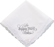 Lillian Rose Wedding Happy Tears Keepsake Hankie, 12", White
