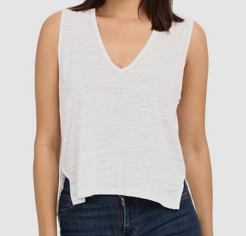 $50 LNA Women's White V-Neck Backtail Sleeveless Jersey Tank Top Size Large