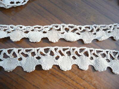 Dentelle Ancienne En Coton écru - Motif Fleuri Pour Décoration
