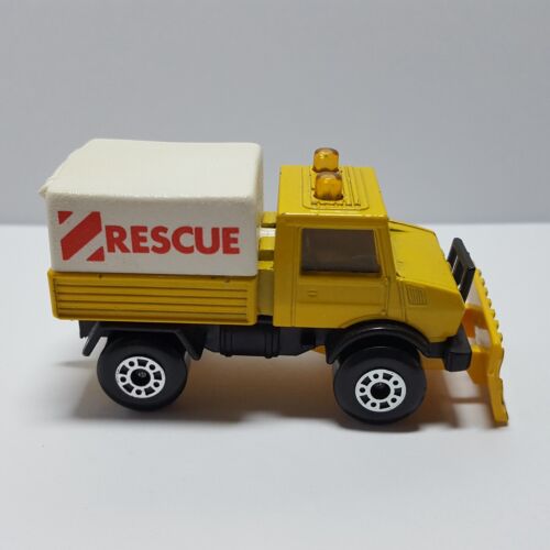 Lesney Matchbox Superfast #48 Yellow UNIMOG Rescue Snow Plow - NO Hood Label - Picture 4 of 8