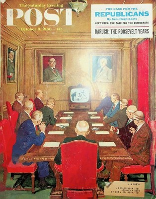 Original Oct 8, 1960 Saturday Evening Post Cover Only:Big Boss watching Baseball