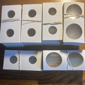 350 Assorted Coin Holder 2X2 Cardboard Flips For Nickel, Quarter, and Dollar.