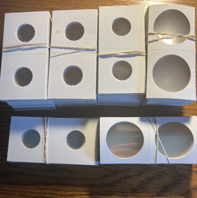 350 Assorted Coin Holder 2X2 Cardboard Flips For Nickel, Quarter, and Dollar.